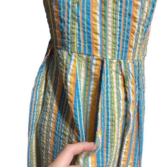 Roller Rabbit Seersucker Lindy Dress Rainbow Stripe Size Medium - Picture 7 of 11